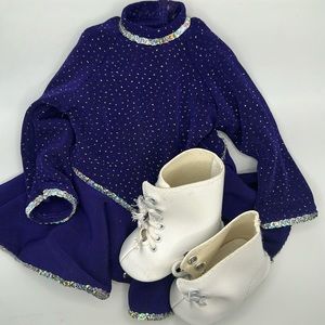 American Girl Doll Purple Star Ice Skating Leotard with skates ⛸️ 🩶